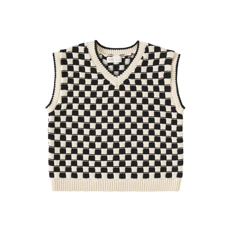 Rylee + Cru Checked cotton-blend vest