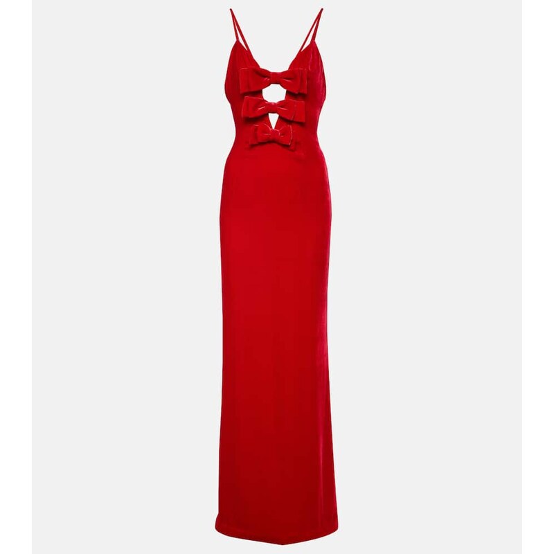 Alessandra Rich Bow-detail velvet gown