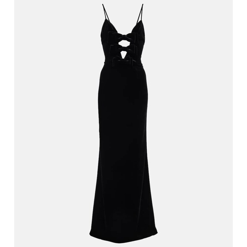 Alessandra Rich Bow-detail velvet gown
