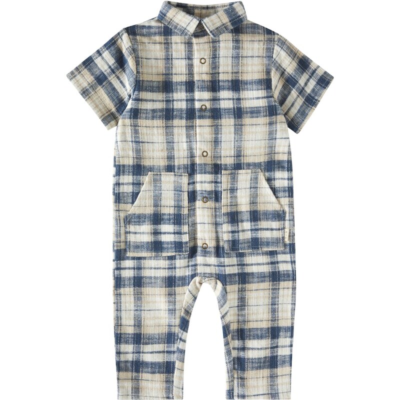 Rylee + Cru Baby Rhett plaid cotton jumpsuit