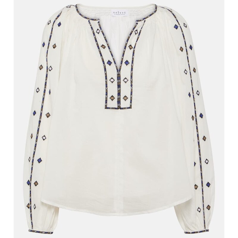 Velvet Tina embroidered cotton top