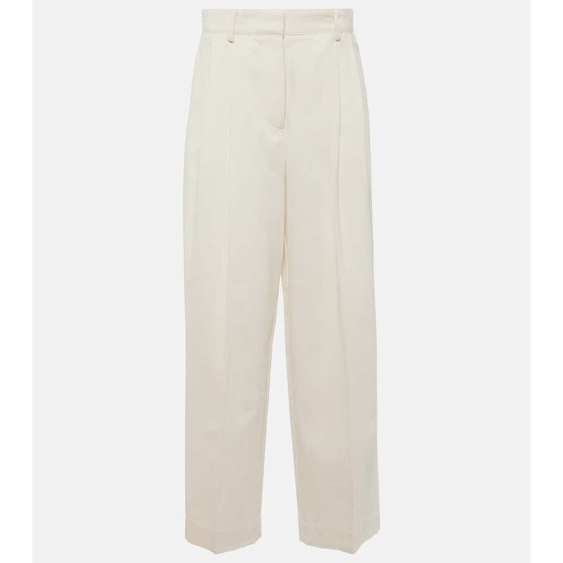 Toteme High-rise silk and cotton wide-leg pants