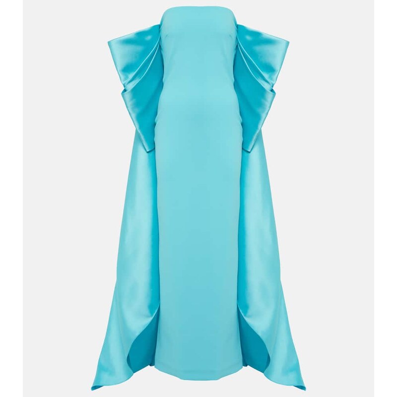 Solace London Kyla caped twill and crêpe gown