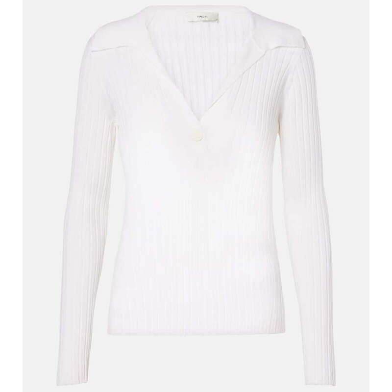 Vince Ribbed-knit wool and silk-blend top