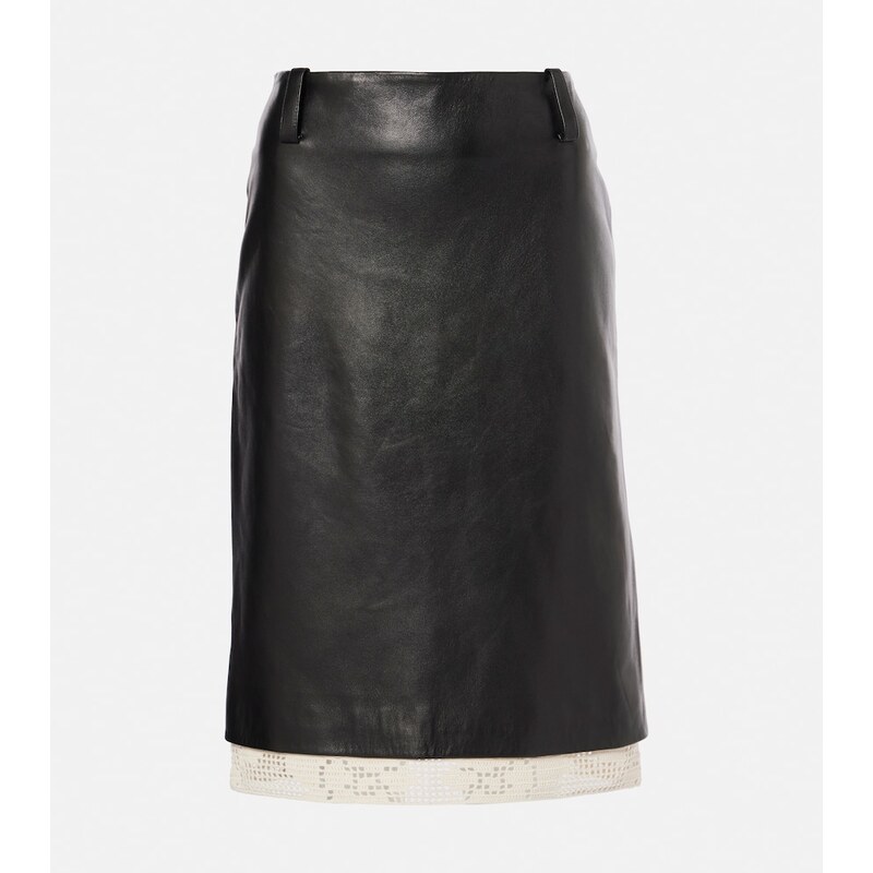Magda Butrym Crochet-trimmed leather midi skirt