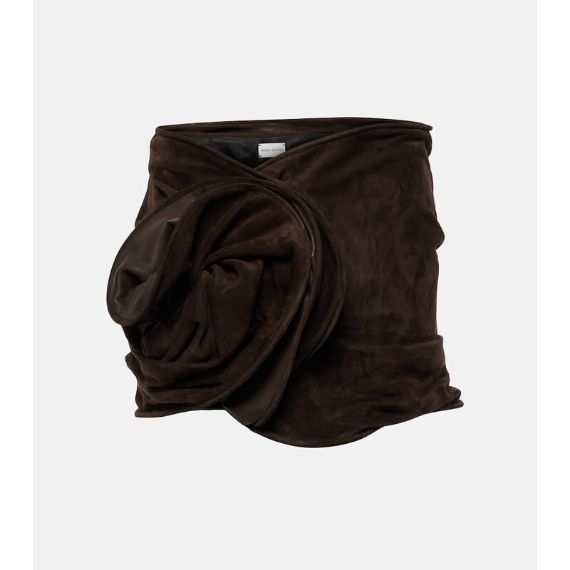 Magda Butrym Floral-appliquÃ suede miniskirt