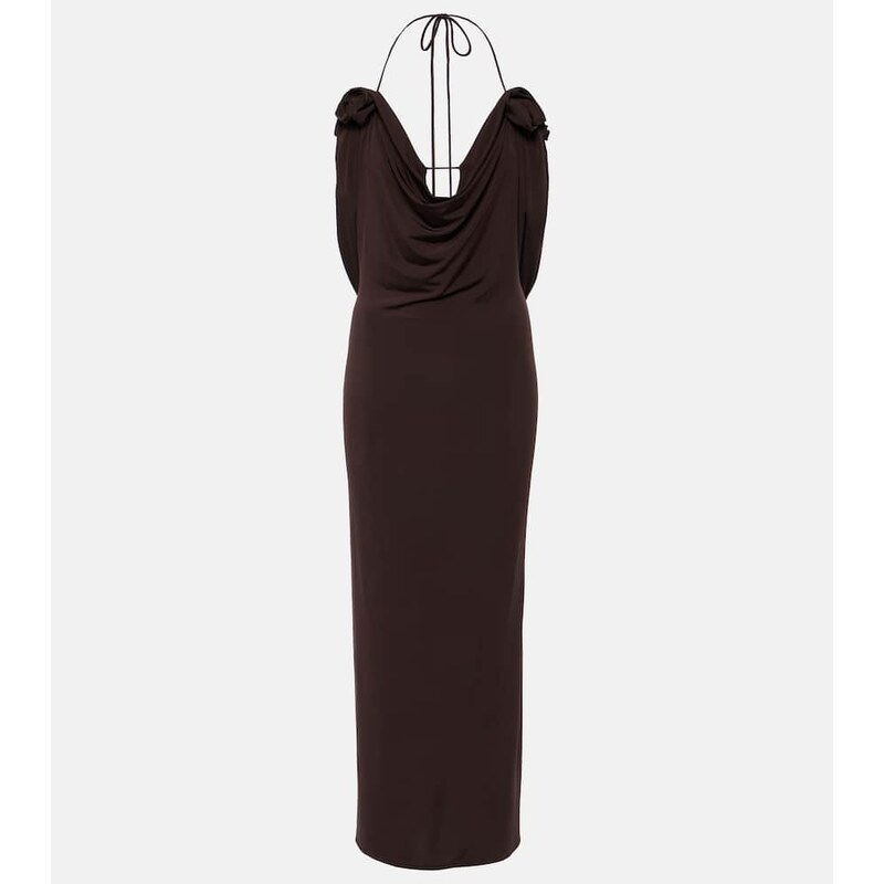 Magda Butrym Floral-appliqué draped midi dress