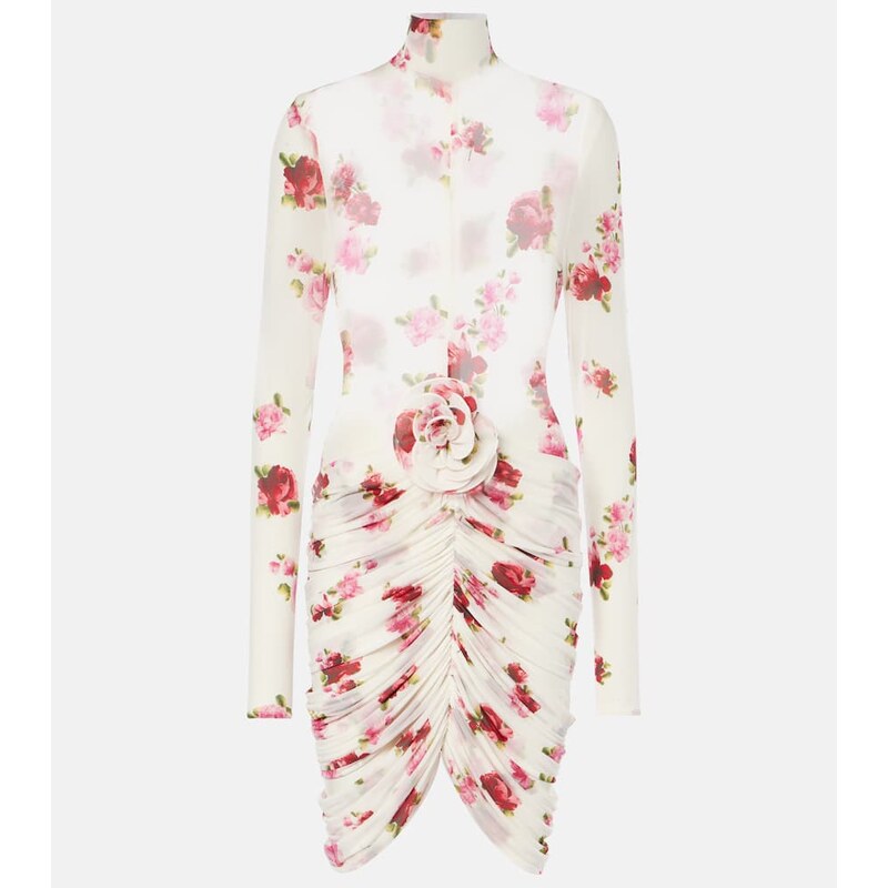 Magda Butrym Floral-appliquÃ sheer jersey minidress
