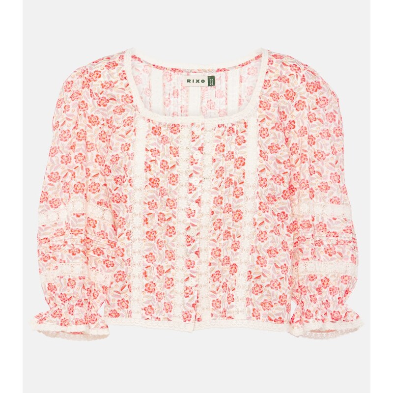 Rixo Jacques floral cotton voile top