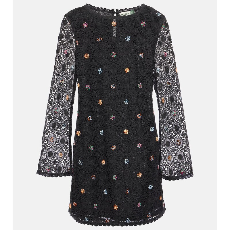Rixo Mylene crochet beaded mini dress