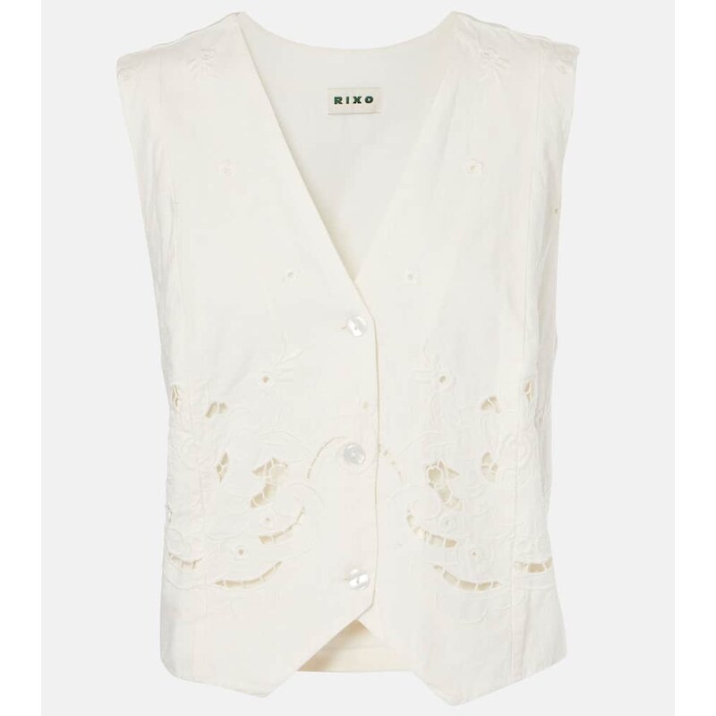 Rixo Norah embroidered cotton and linen vest