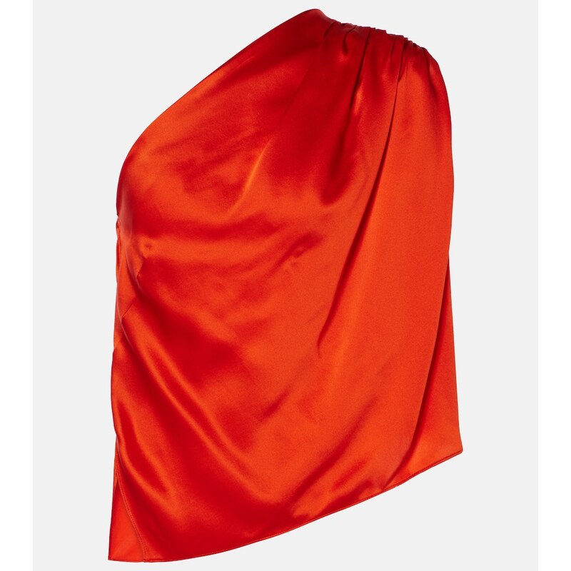 The Sei Asymmetric one-shoulder silk satin top