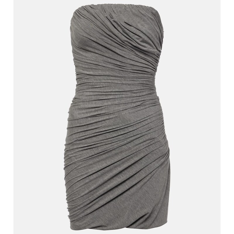 The Attico Draped strapless jersey minidress