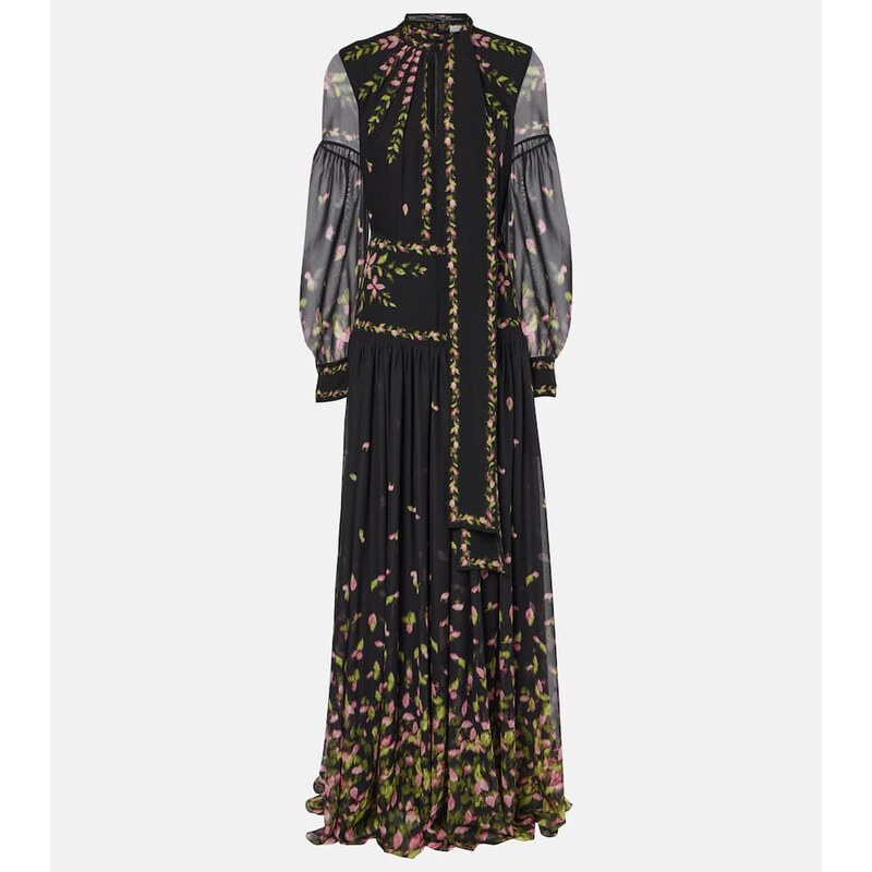 Erdem Floral silk voile gown