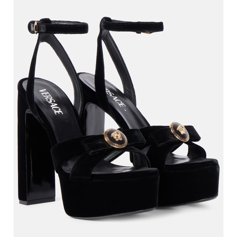 Versace Medusa velvet platform sandals