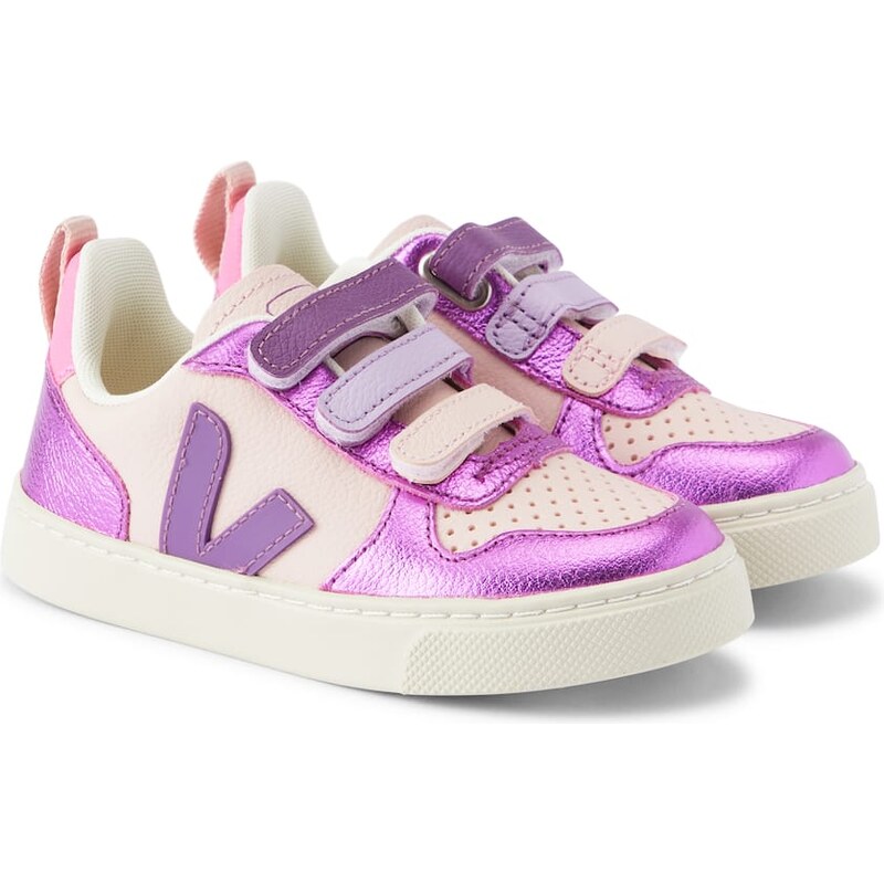 Veja Kids V-10 metallic leather sneakers