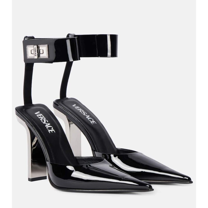 Versace Patent leather slingback pumps