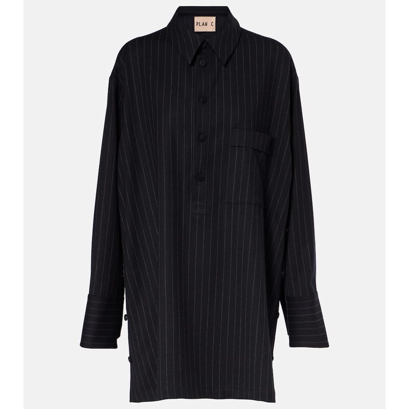 Plan C Pinstripe wool-blend shirt