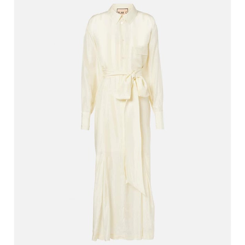 Plan C Belted silk shirtdress