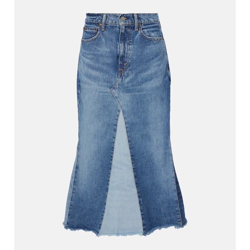 Polo Ralph Lauren Deconstructed denim midi skirt