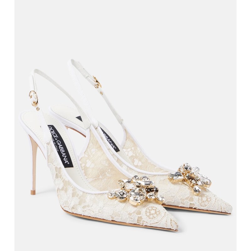 Dolce&Gabbana Rainbow lace slingback pumps