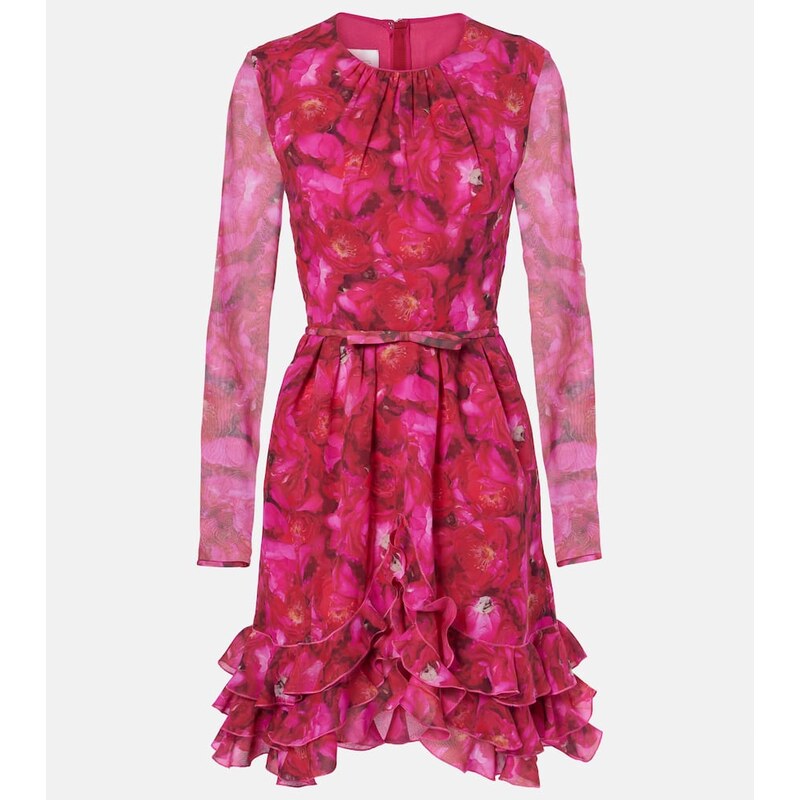 Giambattista Valli Rose Mania silk georgette minidress