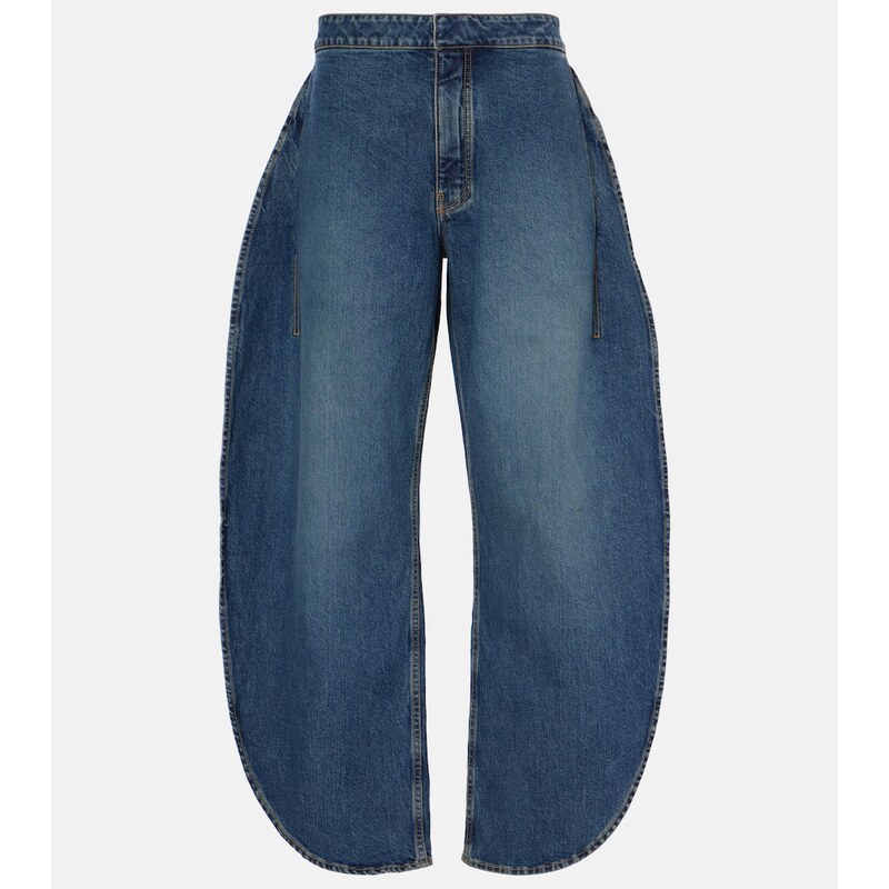 Alaia AlaÃ¯a Petal high-rise barrel-leg jeans