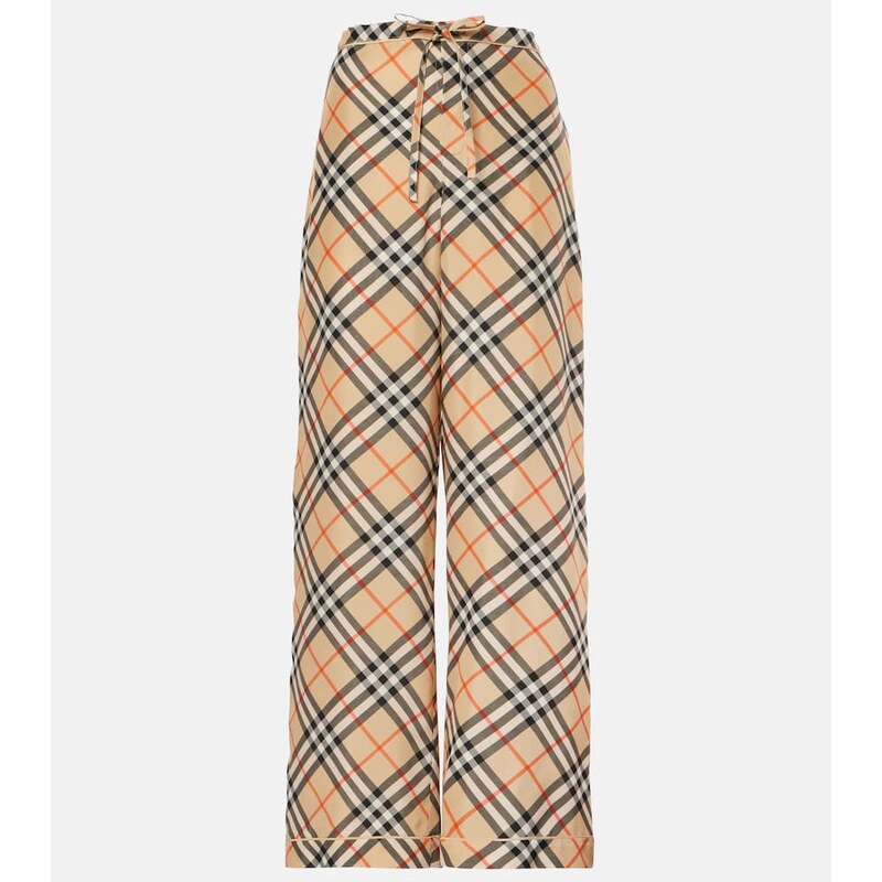 Burberry Burberry Check silk wide-leg pants