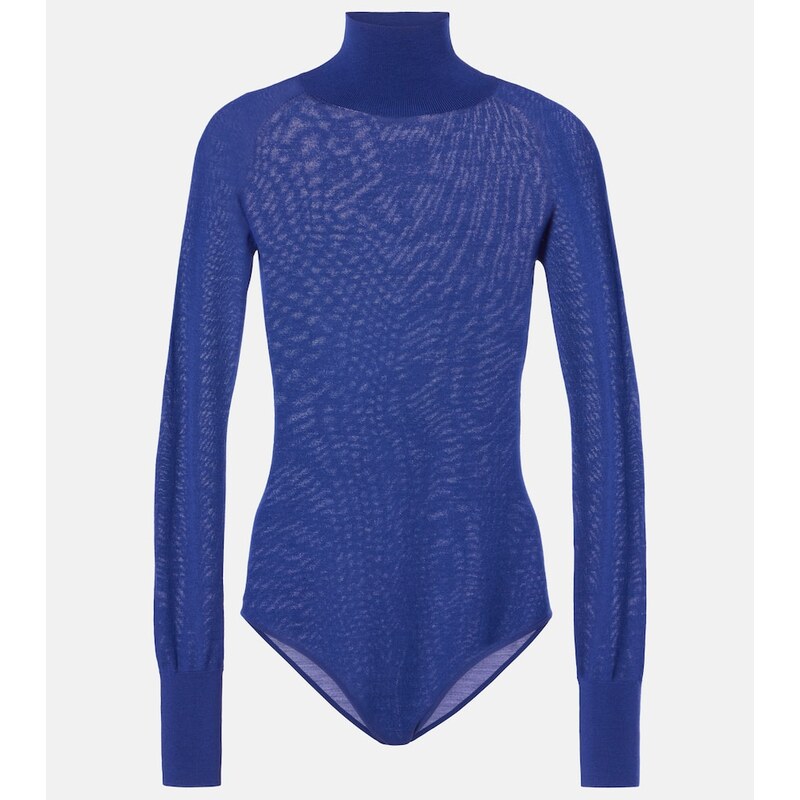 Alaia AlaÃ¯a Sheer turtleneck wool bodysuit