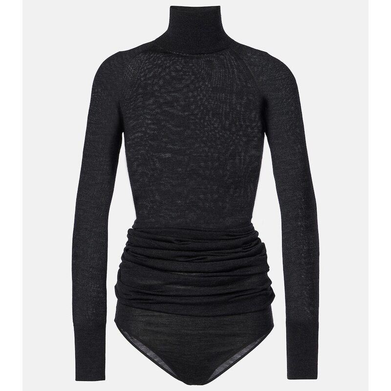 Alaia AlaÃ¯a Draped wool turtleneck bodysuit