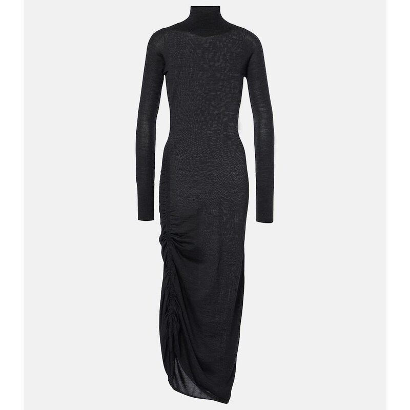 Alaia AlaÃ¯a Draped wool turtleneck dress