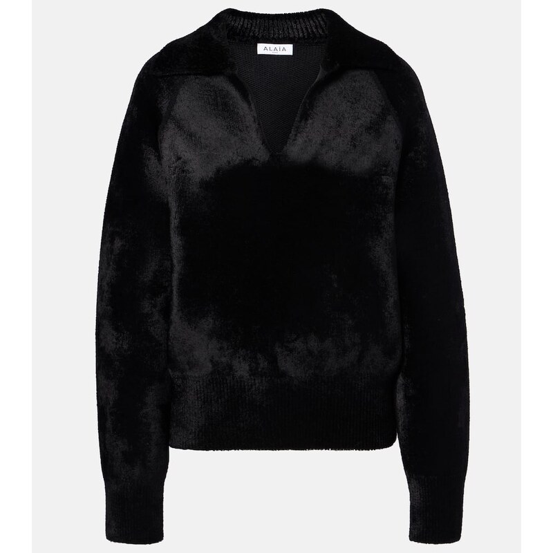 Alaia AlaÃ¯a Wool-blend polo sweater
