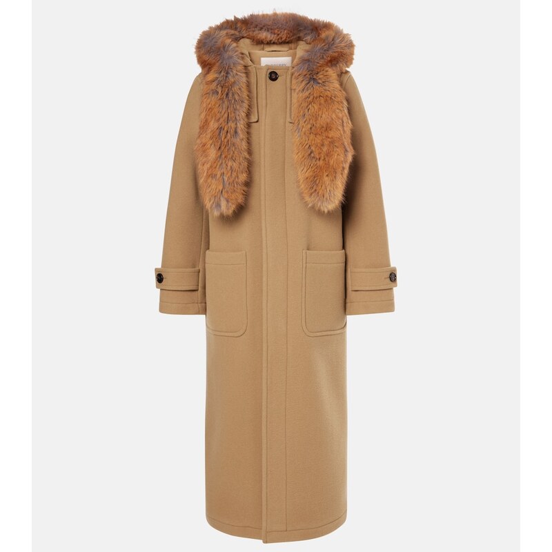 Burberry Faux fur-trimmed wool coat
