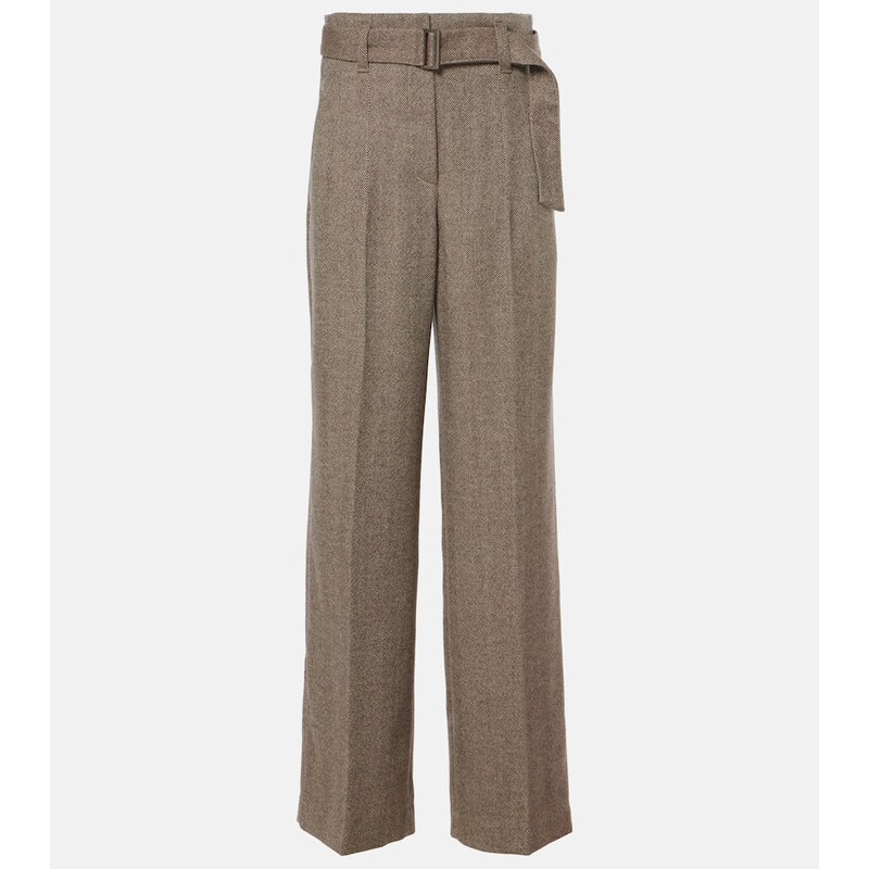 Brunello Cucinelli Herringbone wool-blend wide-leg pants