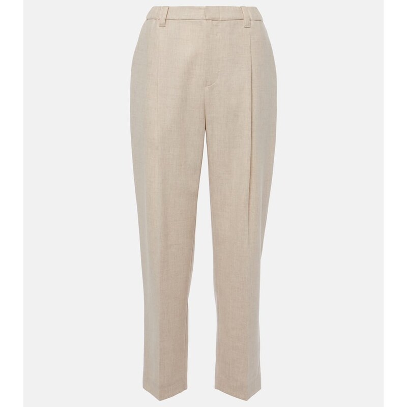 Brunello Cucinelli Pleated cotton straight pants