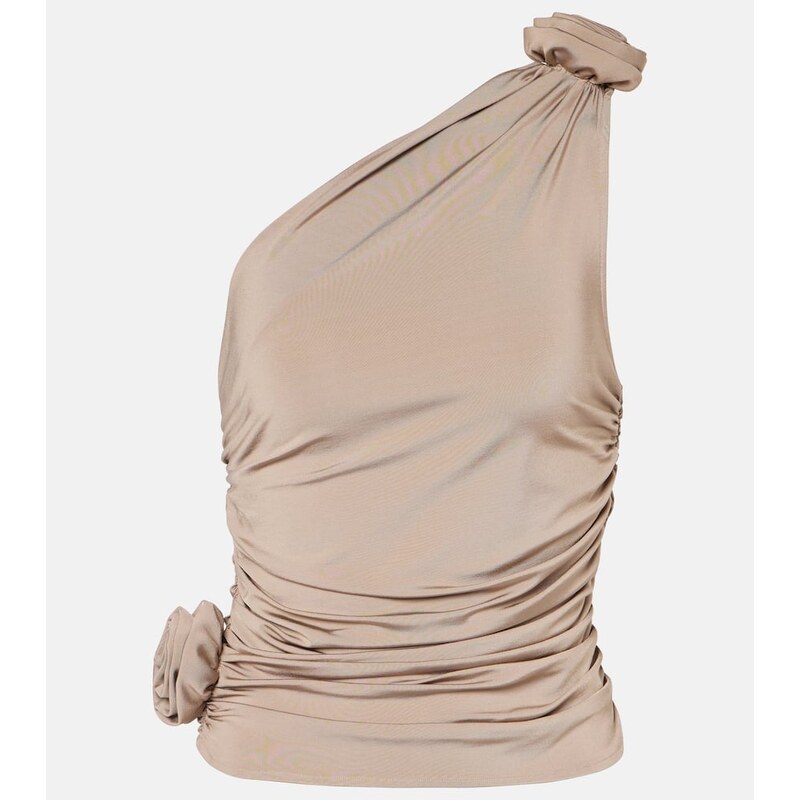 Magda Butrym Floral-appliquÃ one-shoulder ruched top