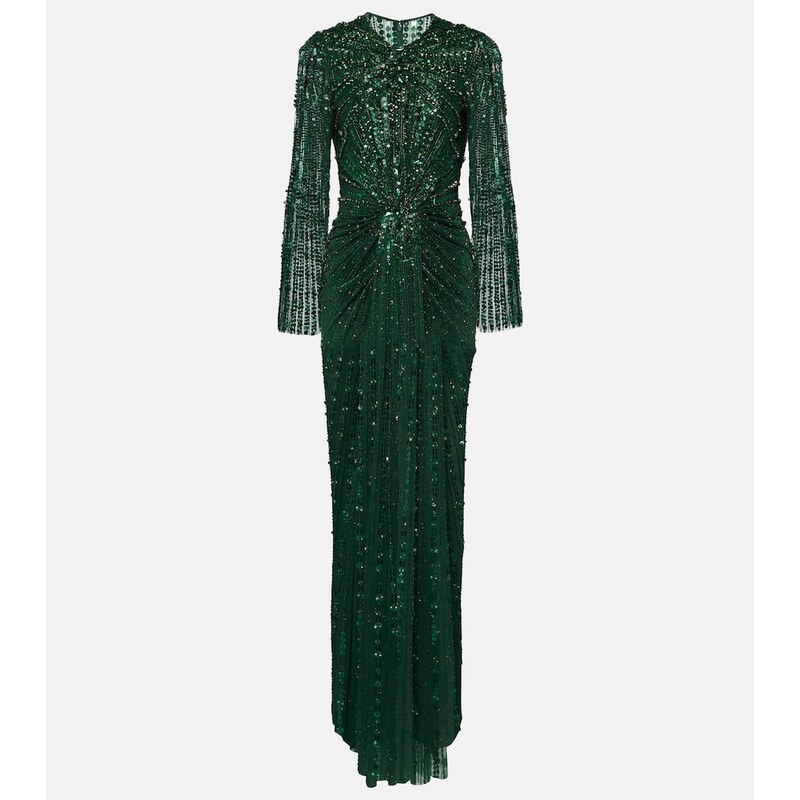 Jenny Packham Anja sekvinové šaty v barvě Bottle Green