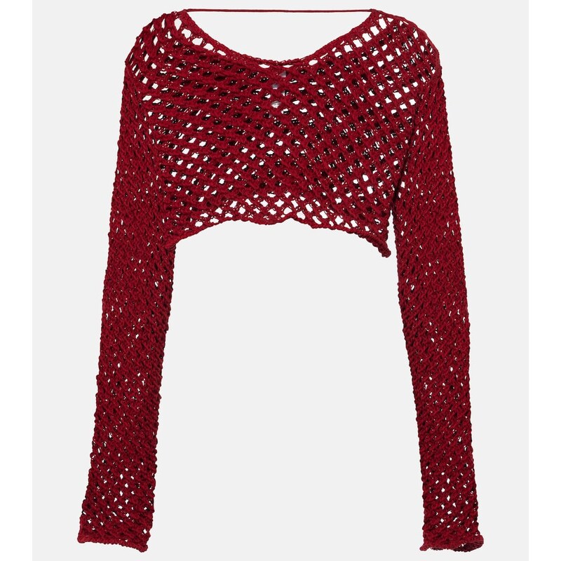 Bananhot Magen open-knit cotton-blend crop top