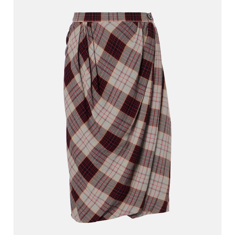 Vivienne Westwood Drunken Drape checked midi skirt
