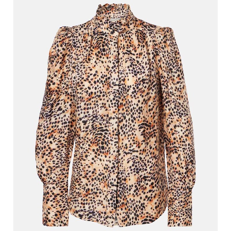 Isabel Marant Lamia leopard-print ruffled blouse