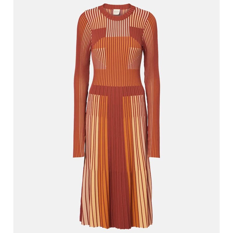 Tods Striped plissÃ midi dress