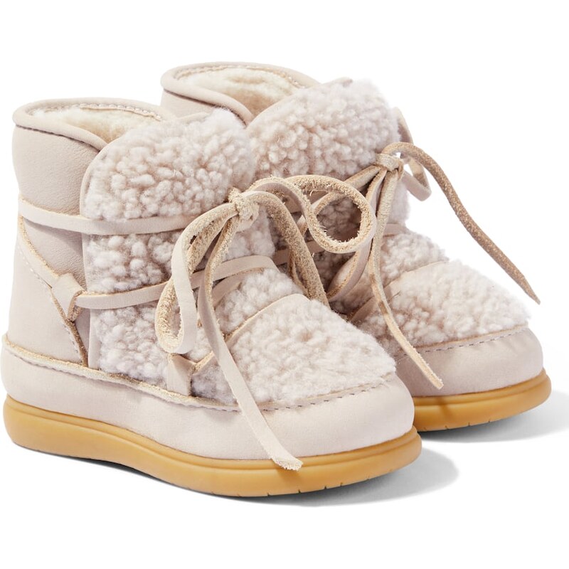 Donsje Baby Ceysa teddy and leather booties