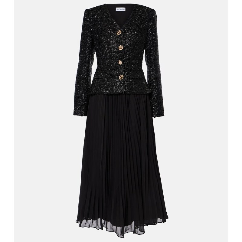 Self-Portrait BouclÃ chiffon midi dress