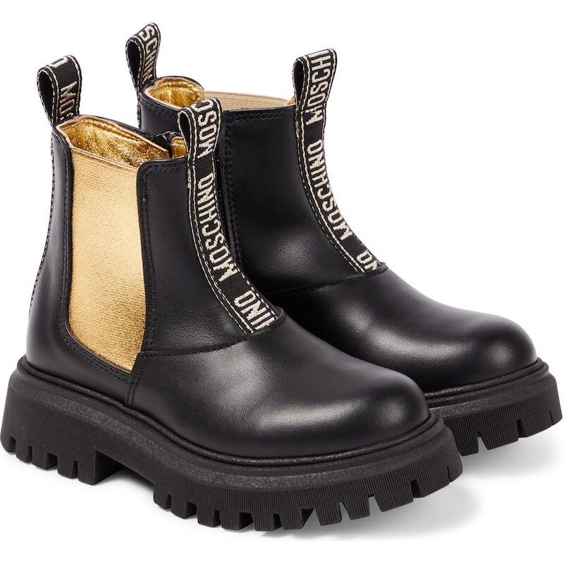 Moschino Kids Logo leather Chelsea boots