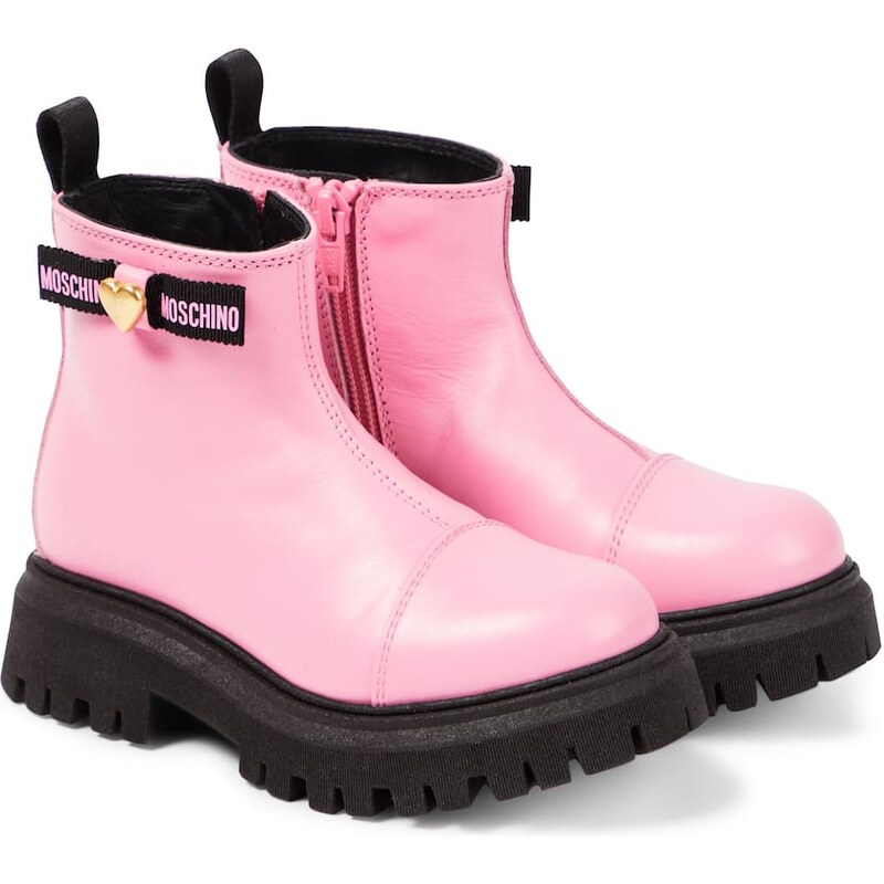 Moschino Kids Logo leather ankle boots