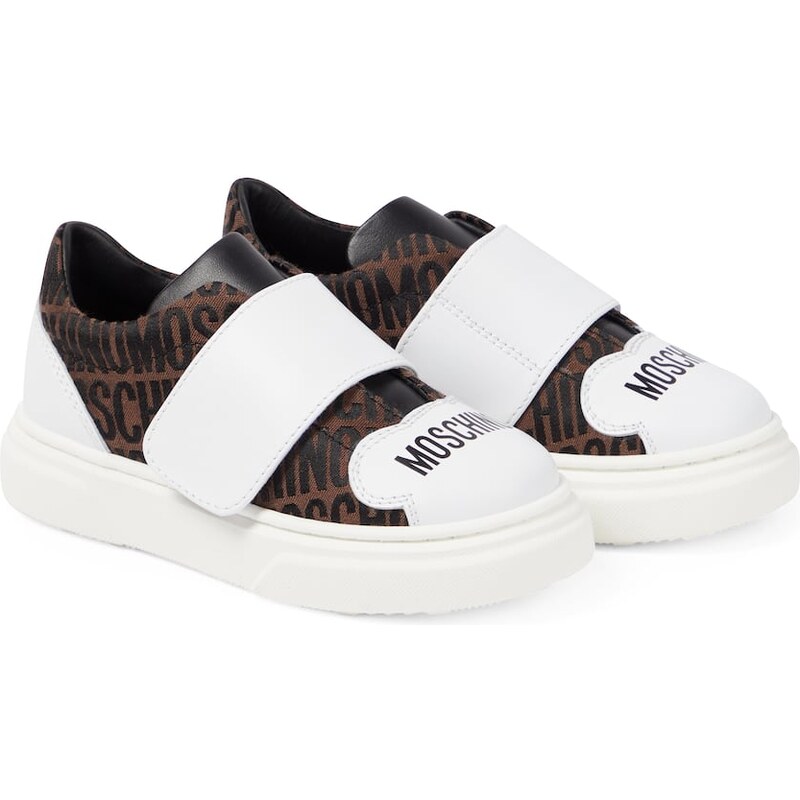 Moschino Kids Logo leather-trimmed sneakers