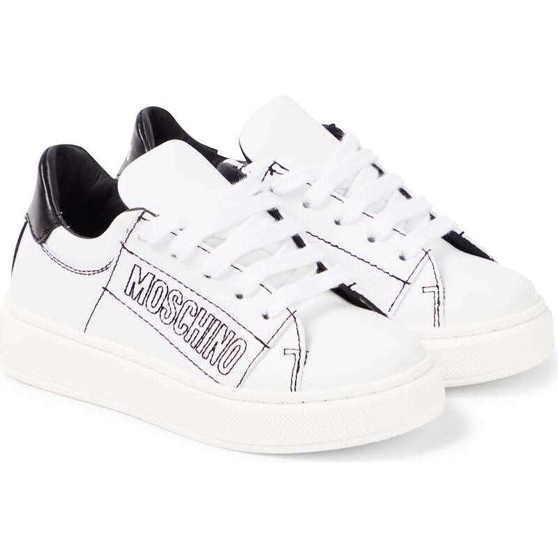Moschino Kids Logo leather sneakers