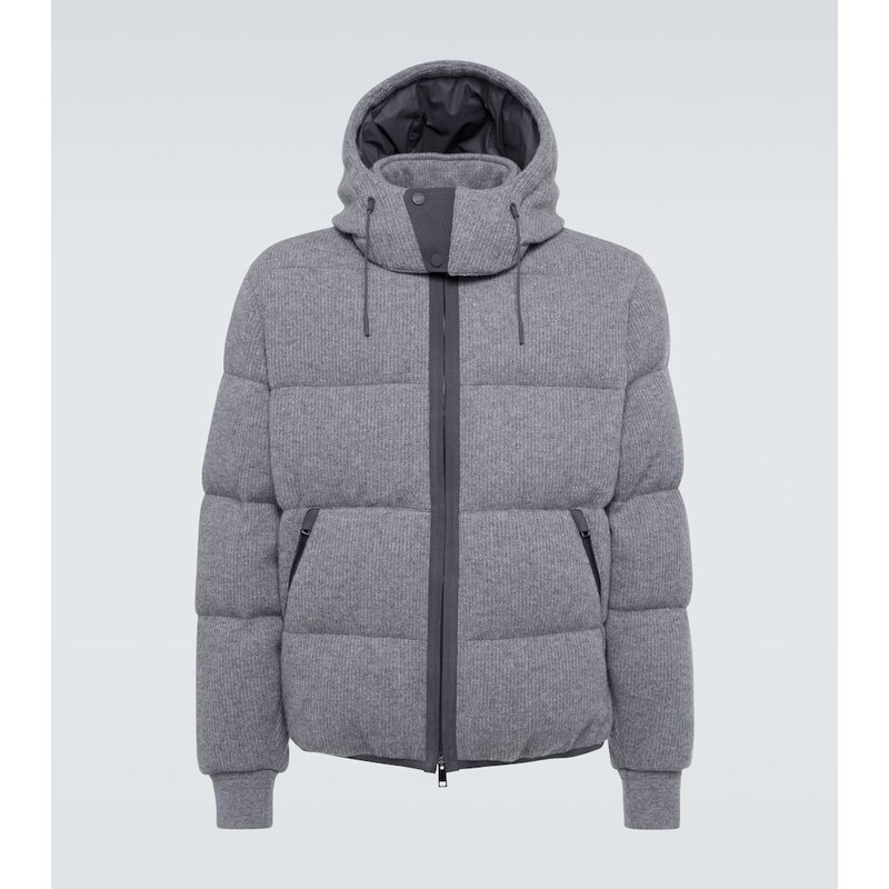 Zegna Ribbed-knit cashmere-blend down jacket
