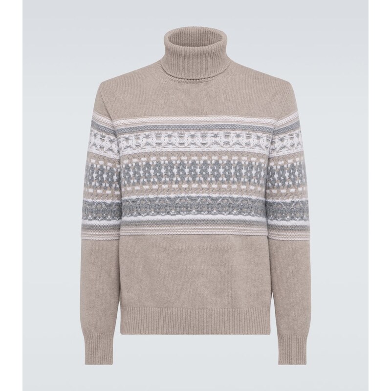 Zegna Jacquard cashmere turtleneck sweater