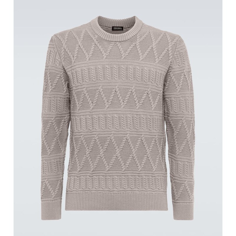 Pánský klasický svetr Zegna Aran ve střední šedé barvě